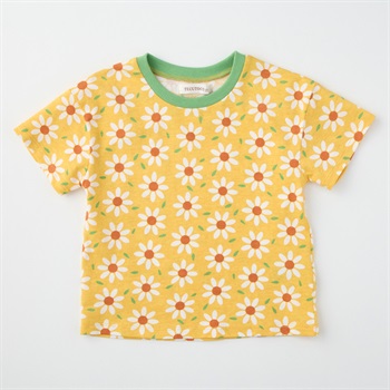 マーガレット柄 天竺 半袖Tシャツ ベビー(イエロー-80cm)