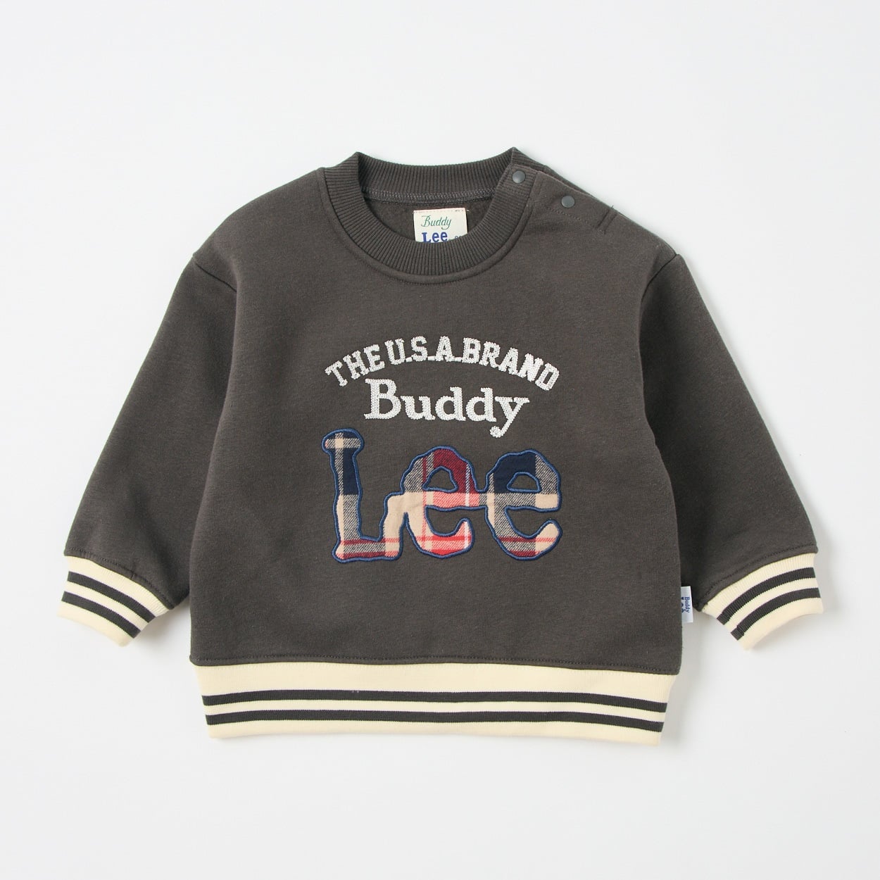 Buddy Lee ロゴアップリケ 裏起毛トレーナー ベビー(チャコールグレー-80cm)