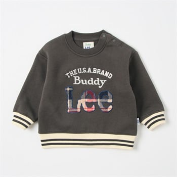 Buddy Lee ロゴアップリケ 裏起毛トレーナー ベビー(チャコールグレー-80cm)