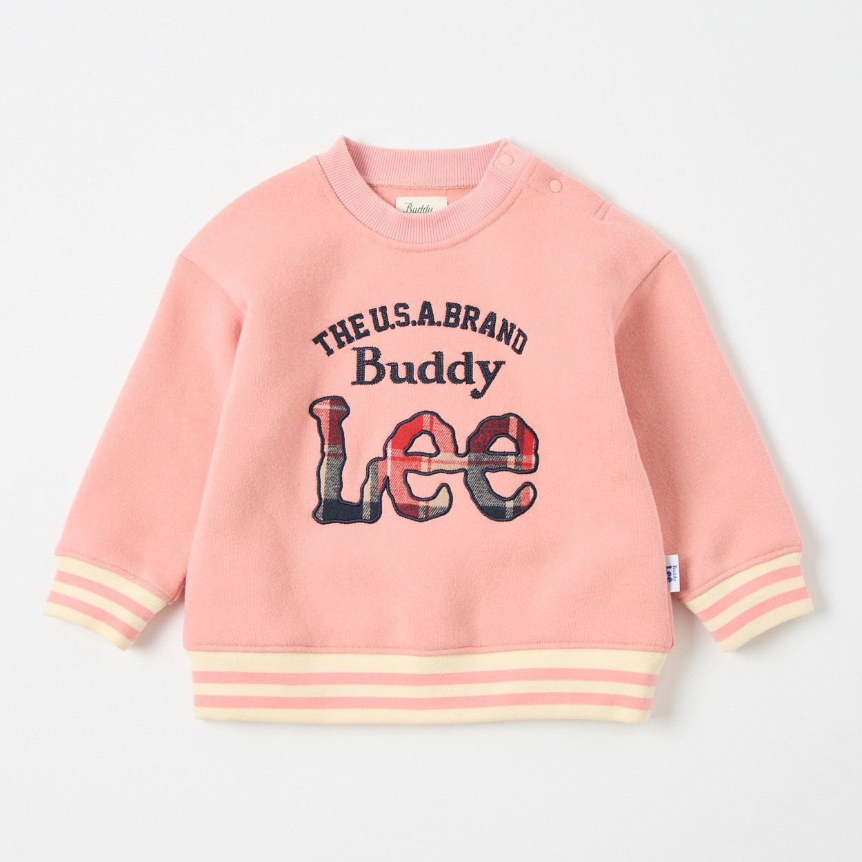 Buddy Lee ロゴアップリケ 裏起毛トレーナー ベビー(ピンク-80cm)