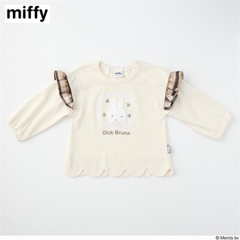 ミッフィー 裾スカラップ 天竺 長袖Tシャツ ベビー(アイボリー-80cm)