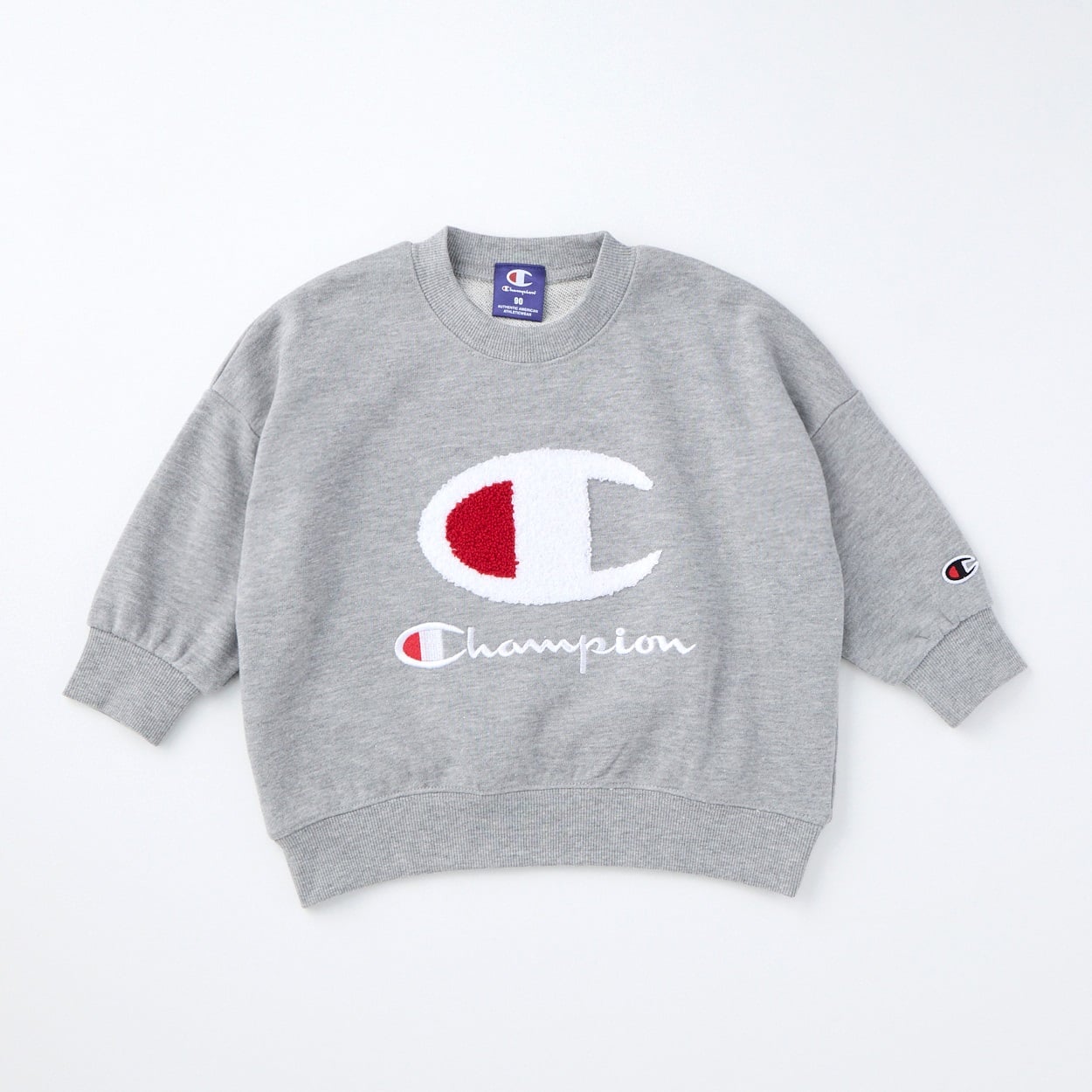 Champion チャンピオン ロゴサガラ刺繍 裏毛トレーナー ベビー(杢グレー-80cm)