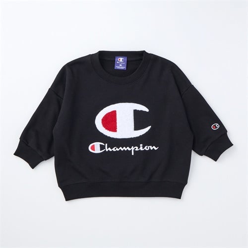 Champion チャンピオン ロゴサガラ刺繍 裏毛トレーナー ベビー(ブラック-80cm)