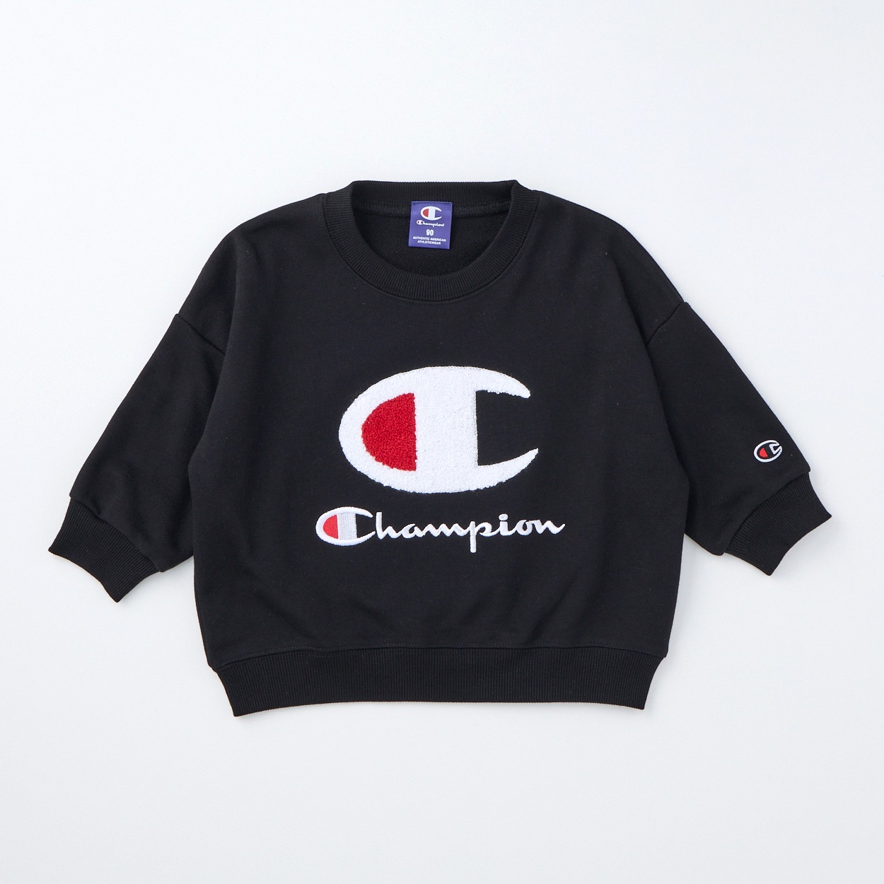 Champion チャンピオン ロゴサガラ刺繍 裏毛トレーナー ベビー(ブラック-100cm)