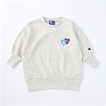 Champion チャンピオン ハート柄ロゴ刺しゅう 裏毛 長袖ワンピース ベビー(オートミール-80cm)