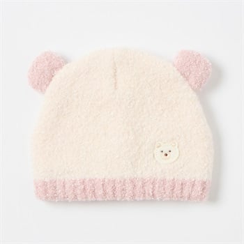 マシュマロタッチ耳付きニット帽 帽子 ベビー(ピンク-頭囲：42～46cm)