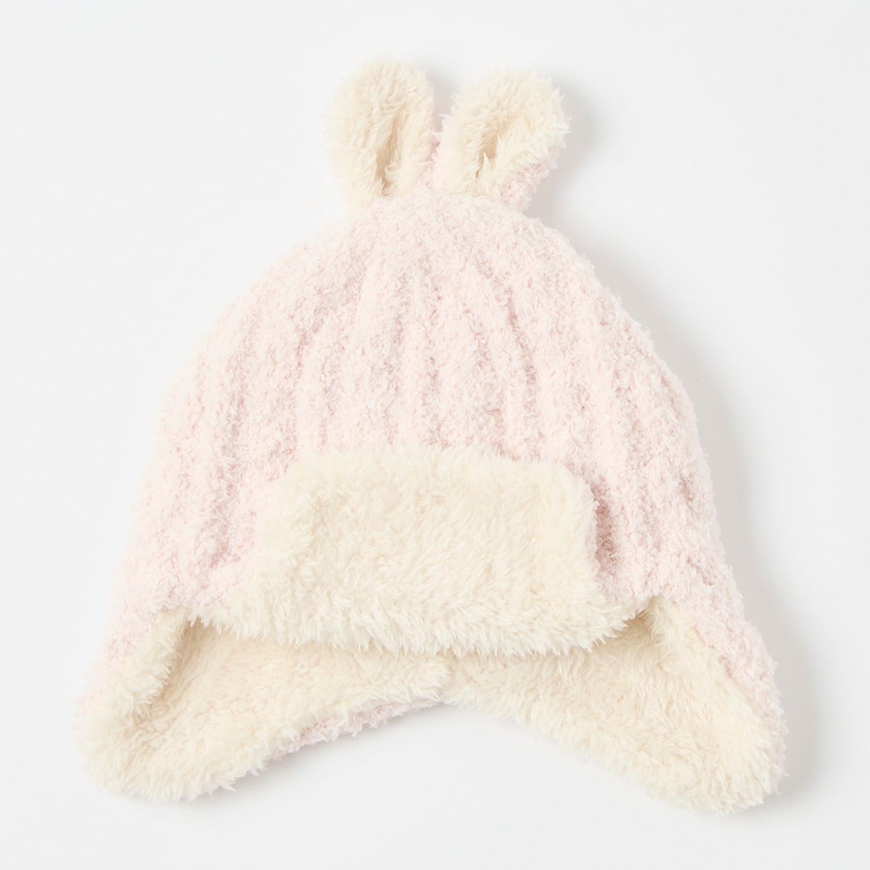 パイロット風 ウインターニット帽 帽子 ベビー(うさぎ(ピンク)-頭囲：46～48cm)
