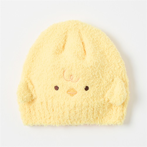 ふわもこニット帽 帽子 ベビー(ひよこ(イエロー)-頭囲：46～48cm)