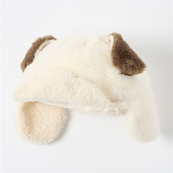 いぬ耳 ボアキャップ 帽子 ベビー キッズ(アイボリー-頭囲：48～50cm)