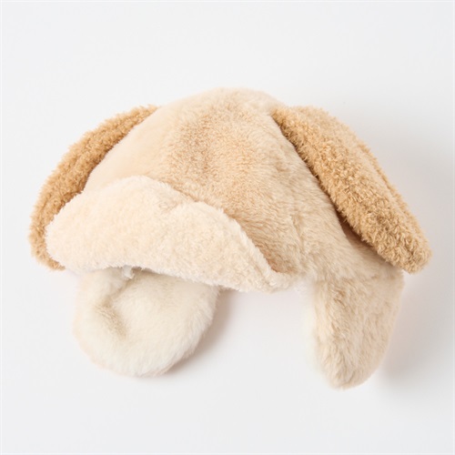 いぬ耳 ボアキャップ 帽子 ベビー キッズ(ベージュ-頭囲：48～50cm)