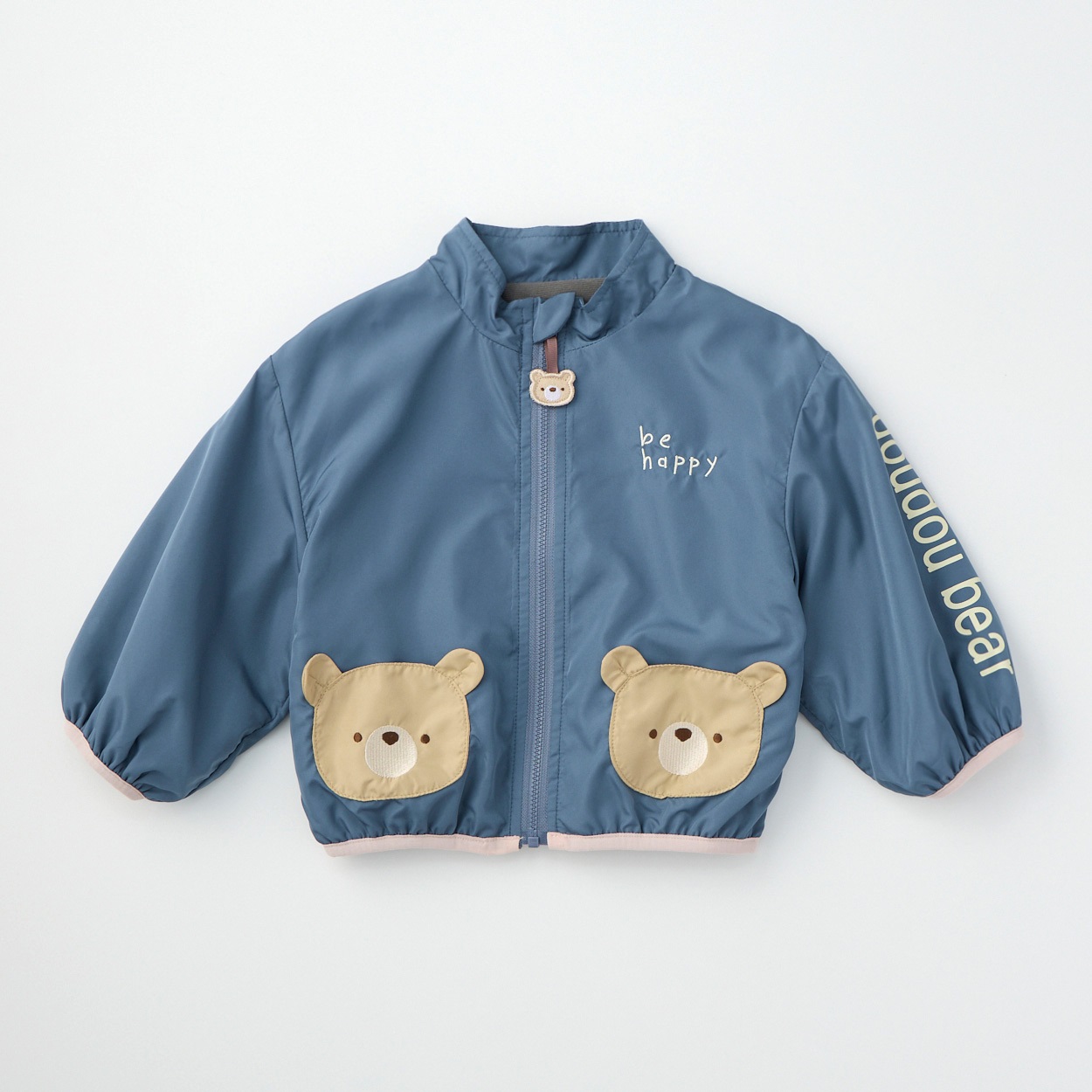 doudou bear 裏トリコット ウィンドブレーカー ベビー(ブルー-80cm)