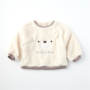 doudou bear（ドゥドゥベア） くまフェイスモチーフ ボアトレーナー ベビー(アイボリー-80cm)