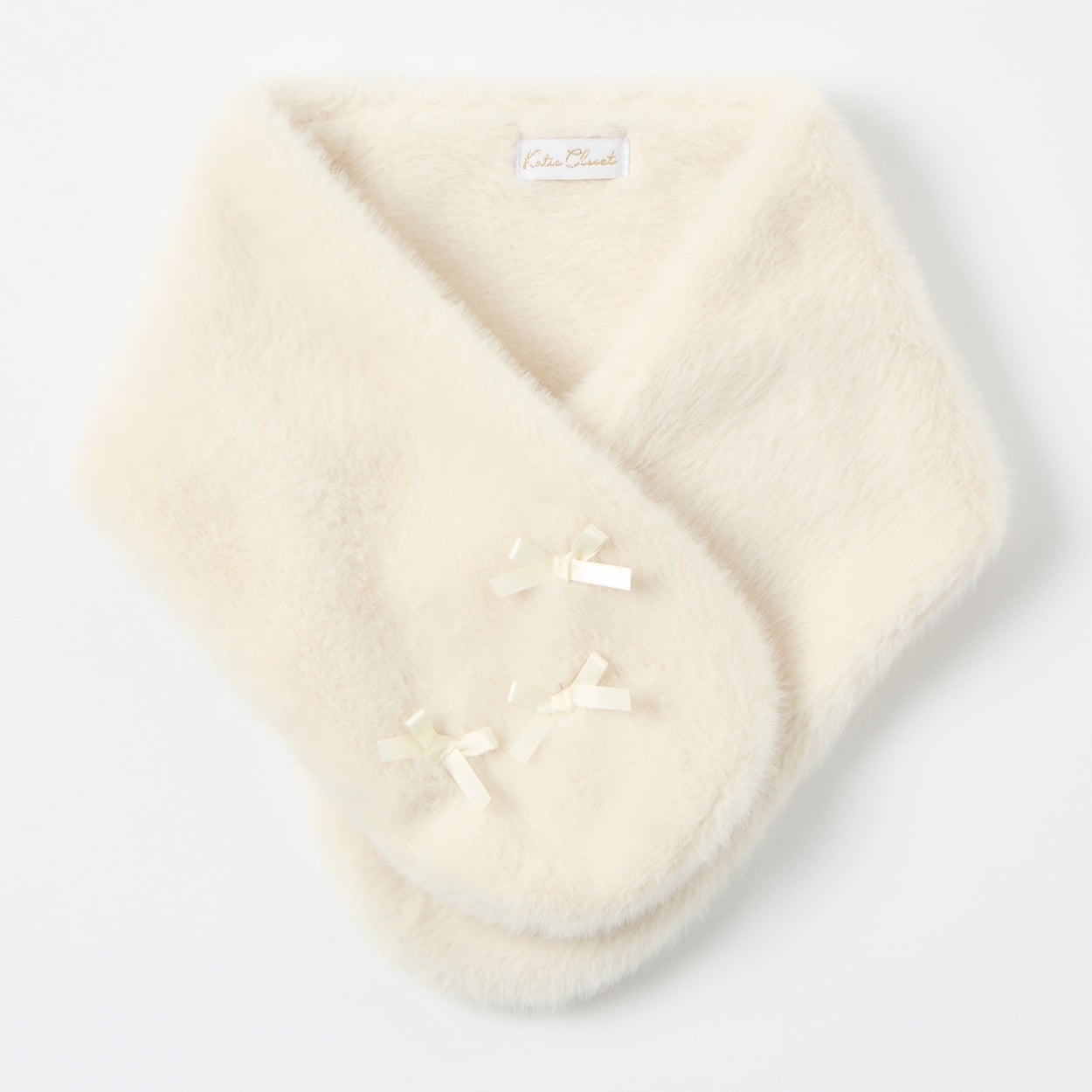 Katie Closet リボンモチーフ ファー ティペット マフラー ベビー(アイボリー)