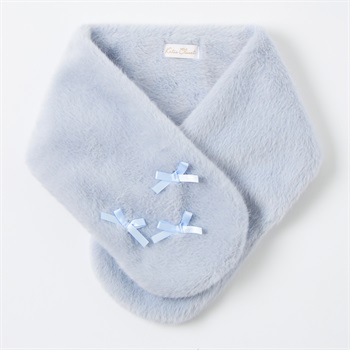 Katie Closet リボンモチーフ ファー ティペット マフラー ベビー(ブルーグレー)