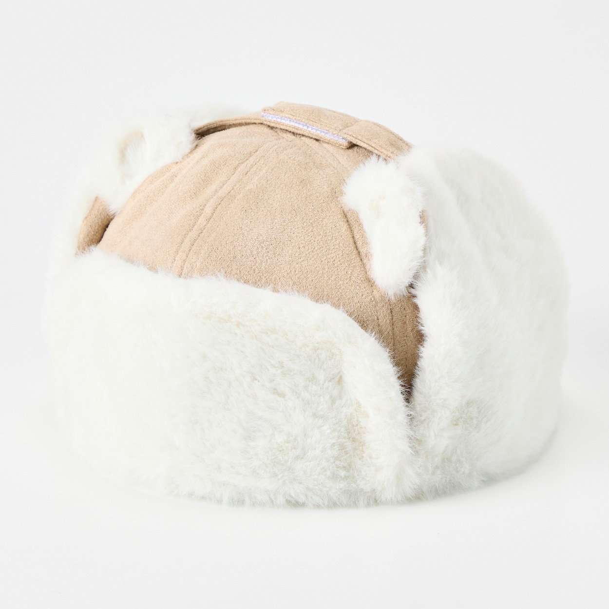 doudou bear 耳付きフライトキャップ 帽子 ベビー(ベージュ-頭囲：50cm)