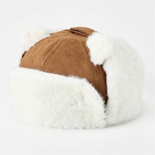 doudou bear 耳付きフライトキャップ 帽子 ベビー(ブラウン-頭囲：48cm)