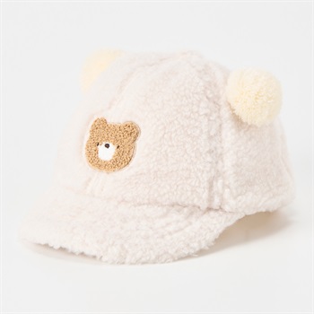 doudou bear くま刺しゅう ボアキャップ 帽子 ベビー(アイボリー-頭囲：48cm)