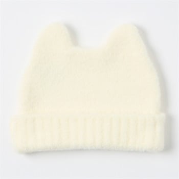 Katie Closet 猫耳 ニット帽 ベビー(アイボリー-頭囲：48cm)
