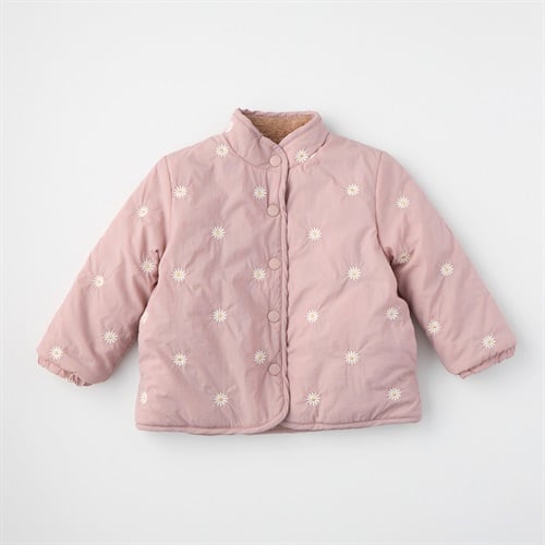 Katie Closet 花総柄刺しゅう タフタ裏ボアジャケット ベビー(スモーキーピンク-80cm)