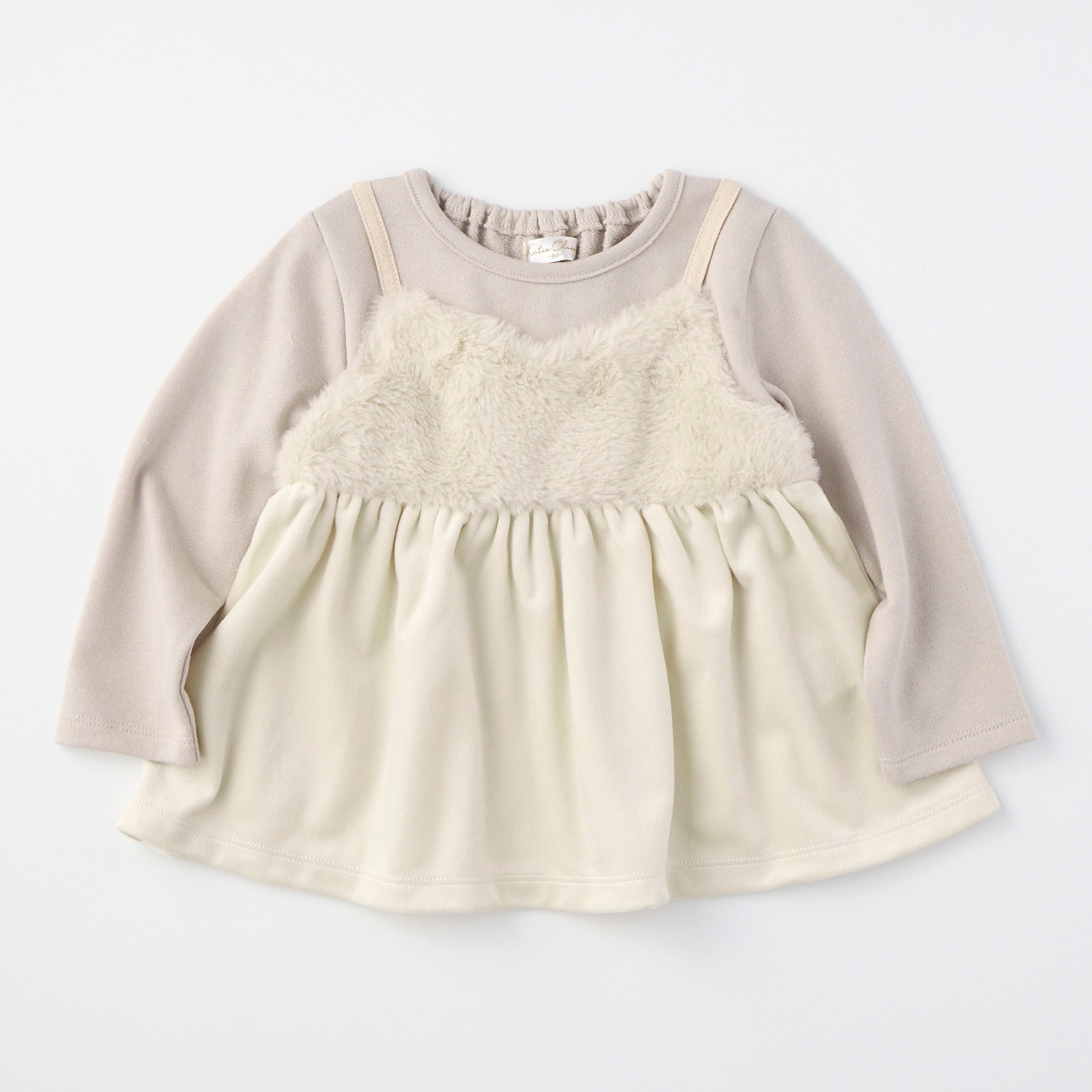 Katie Closet ファーキャミフェイク 裏毛 長袖プルオーバー ベビー(ベージュ-100cm)