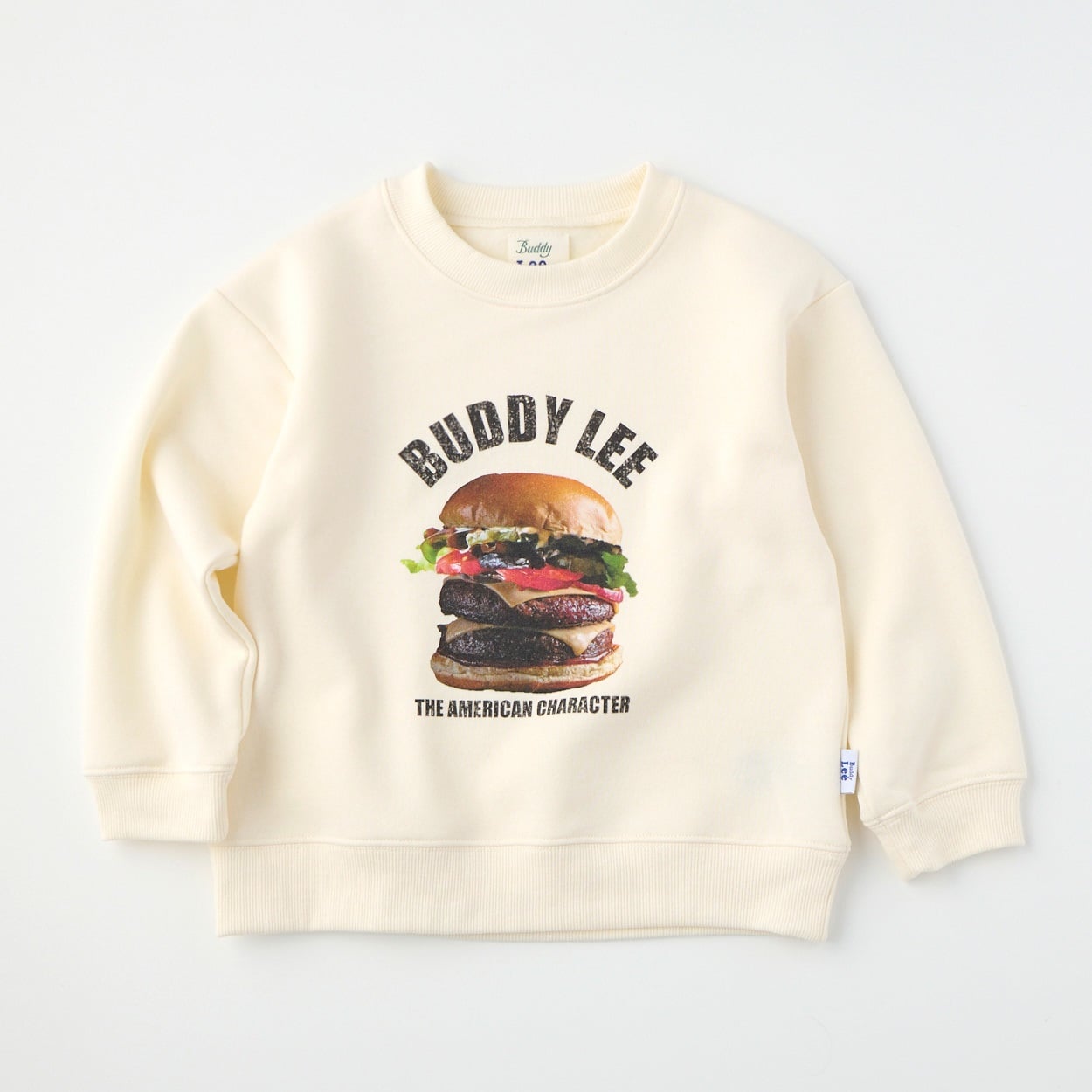 Buddy Lee フード柄 裏起毛 トレーナー ベビー キッズ(ハンバーガー(アイボリー)-120cm)