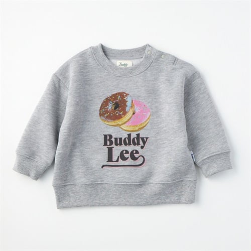 Buddy Lee フード柄 裏起毛 トレーナー ベビー キッズ(ドーナツ(杢グレー)-80cm)