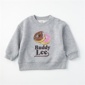 Buddy Lee フード柄 裏起毛 トレーナー ベビー キッズ(ドーナツ(杢グレー)-80cm)