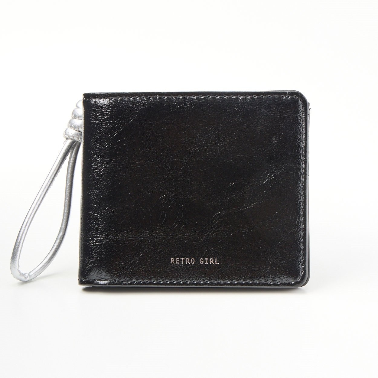 ブラック エナメルレザー 二つ折り財布 RETORO GIRL(レトロガール) しわエナメル二つ折り財布 | イオン