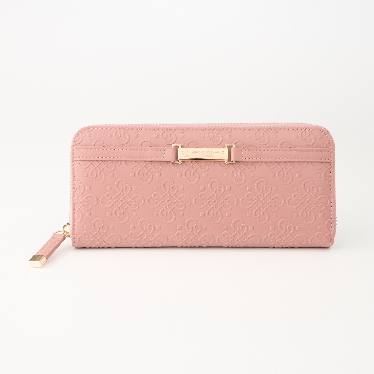 HIROKO KOSHINO(ヒロココシノ) 総柄型押しラウンドファスナー長財布