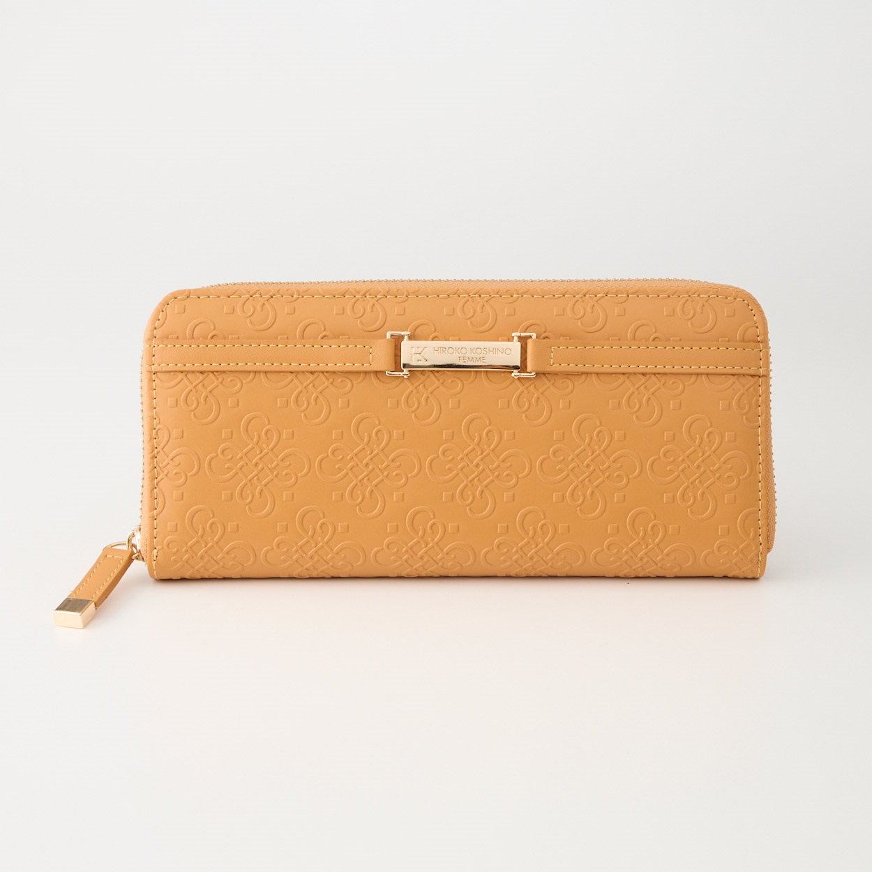 HIROKO KOSHINO(ヒロココシノ) 総柄型押しラウンドファスナー長財布