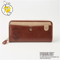ピーナッツ（PEANUTS）75周年アートバイカラーラウンドファスナー長財布(チャ-フリー)