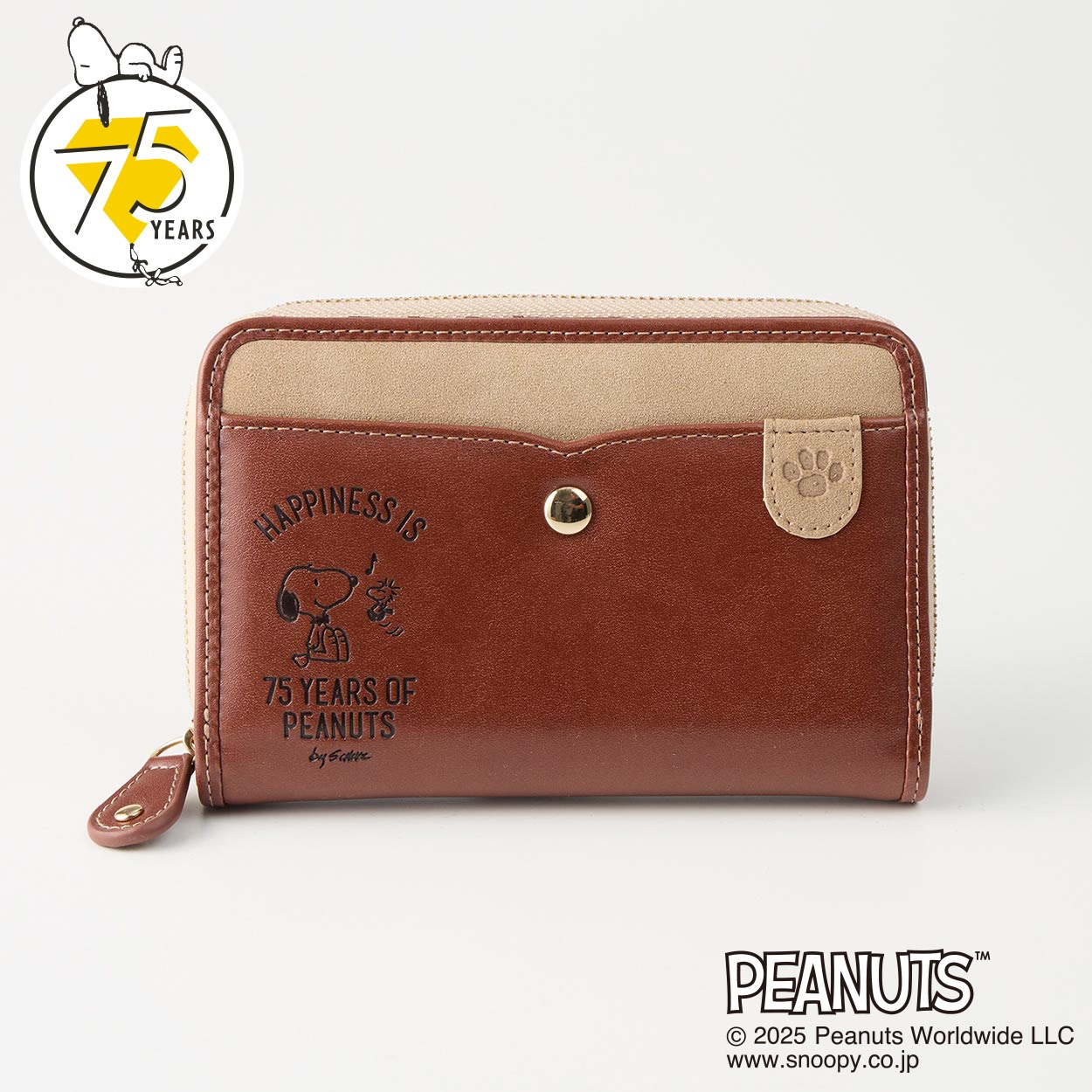 ピーナッツ（PEANUTS）75周年アートバイカラーラウンドファスナー折