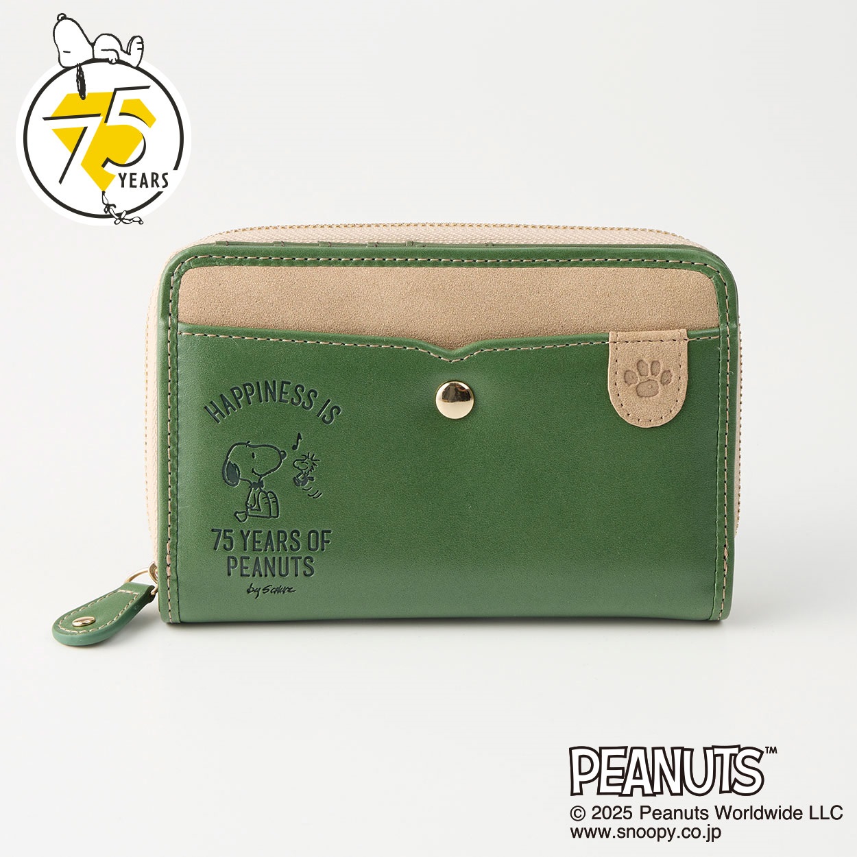ピーナッツ（PEANUTS）75周年アートバイカラーラウンドファスナー折