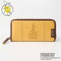 ピーナッツ（PEANUTS）75周年アート型押しラウンドファスナー長財布(キイロ-フリー)