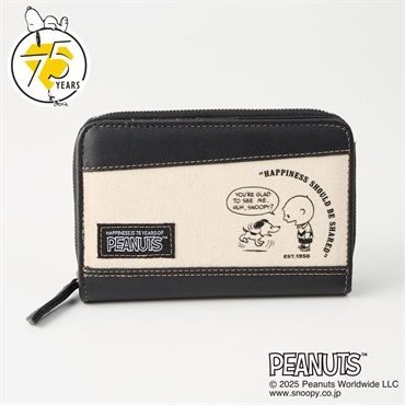ピーナッツ（PEANUTS）75周年アートデニムラウンドファスナー折財布