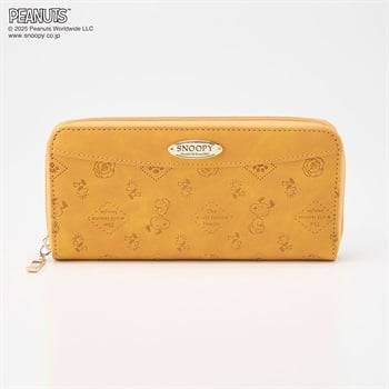 ピーナッツ(PEANUTS) ピーチ型押し ラウンドファスナー長財布(キイロ-フリー)