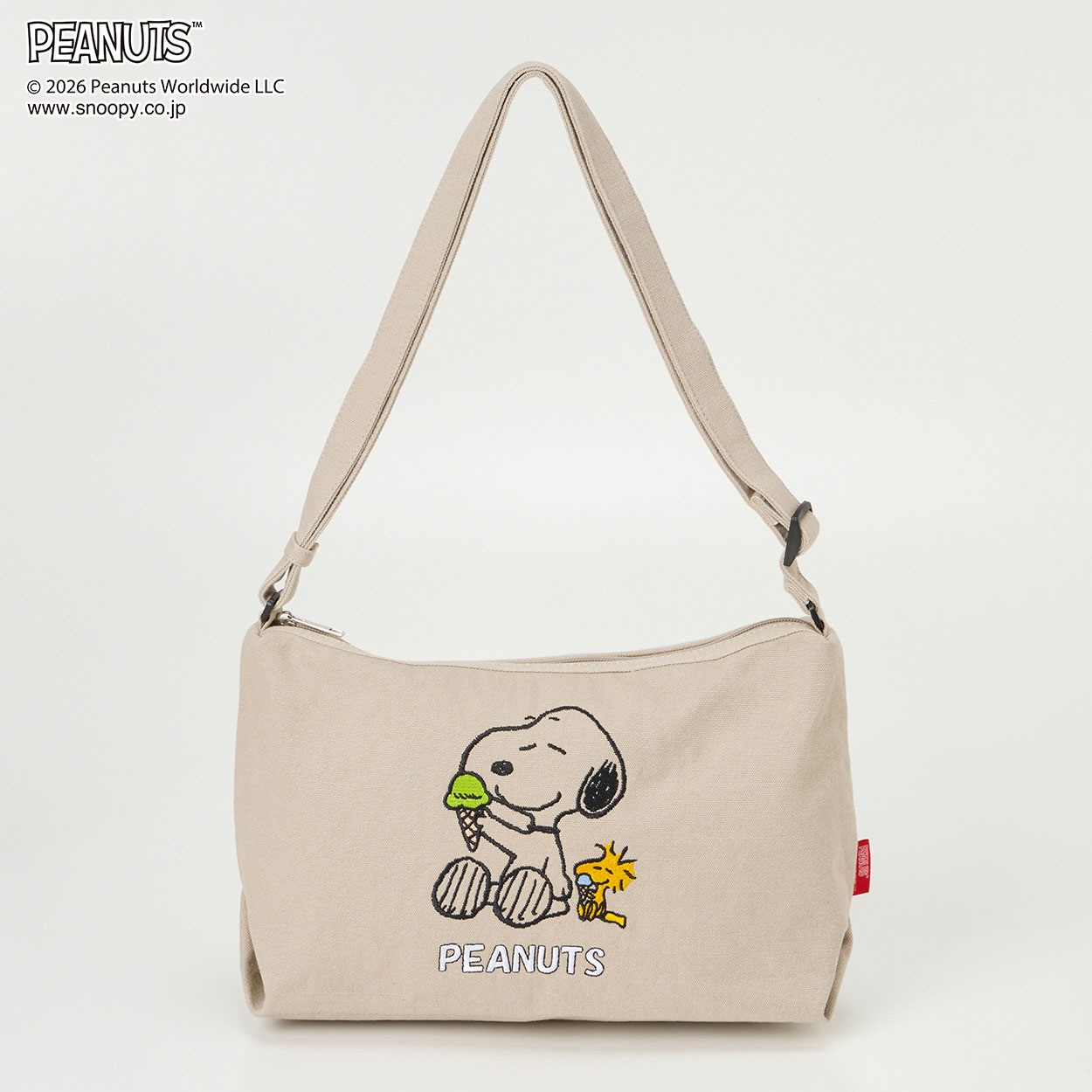 ピーナッツ(PEANUTS) スヌーピー洗えるキャンバスショルダー(ウスグレー-フリー)