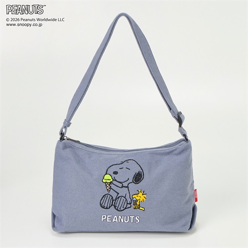 ピーナッツ(PEANUTS) スヌーピー洗えるキャンバスショルダー(アオ-フリー)