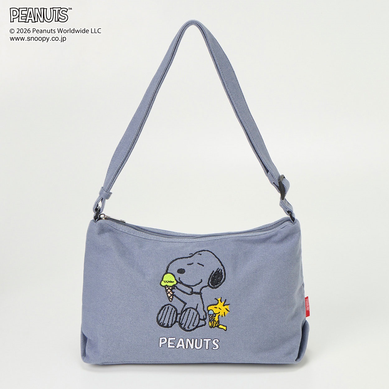 ピーナッツ(PEANUTS) スヌーピー洗えるキャンバスショルダー(アオ-フリー)