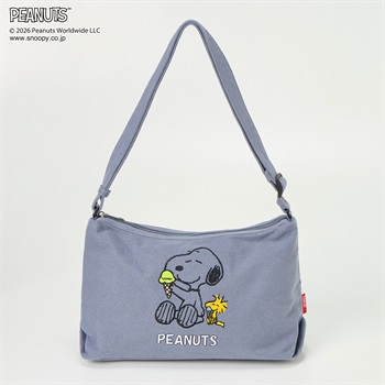 ピーナッツ(PEANUTS) スヌーピー洗えるキャンバスショルダー(アオ-フリー)