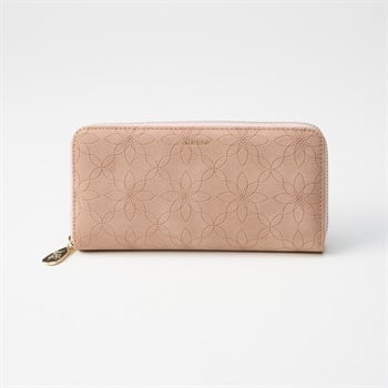 MUSSO(ムッソ) フラワー型押し ラウンドファスナー長財布(ウスアカ-フリー)