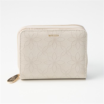 MUSSO(ムッソ) フラワー型押し ラウンドファスナー折財布(ウスチャ-フリー)