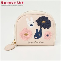 リサとガスパール 花刺繍 ラウンドファスナー折財布(ウスチャ-フリー)