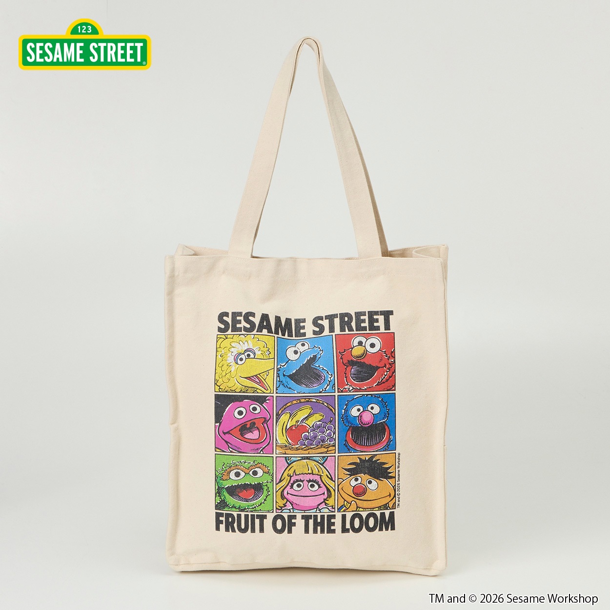 FRUIT OF THE LOOM×セサミエルモプリントトート(シロ-フリー)
