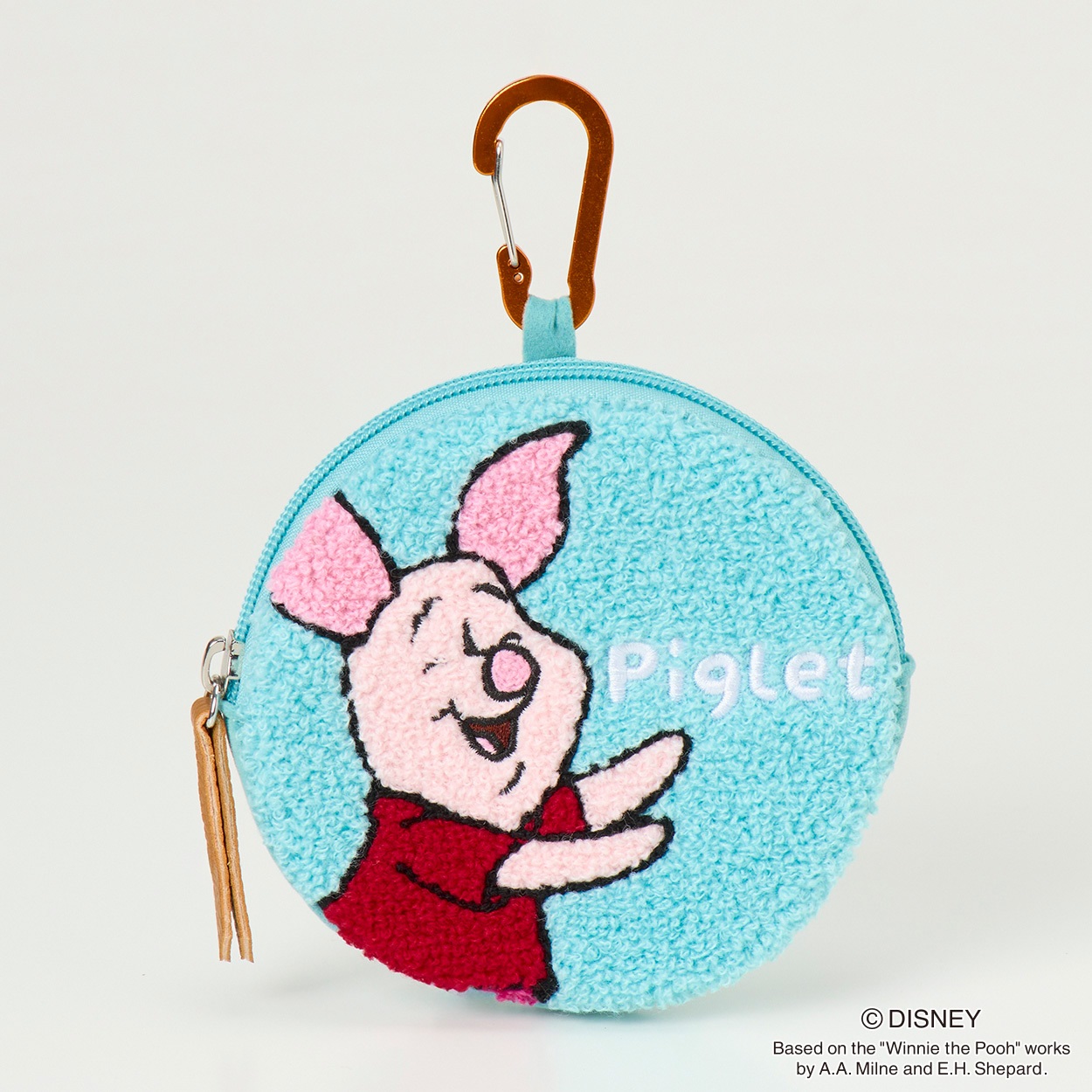 DISNEY Pooh ピグレット さがら刺繍丸コインケース(ウスアカ-フリー)