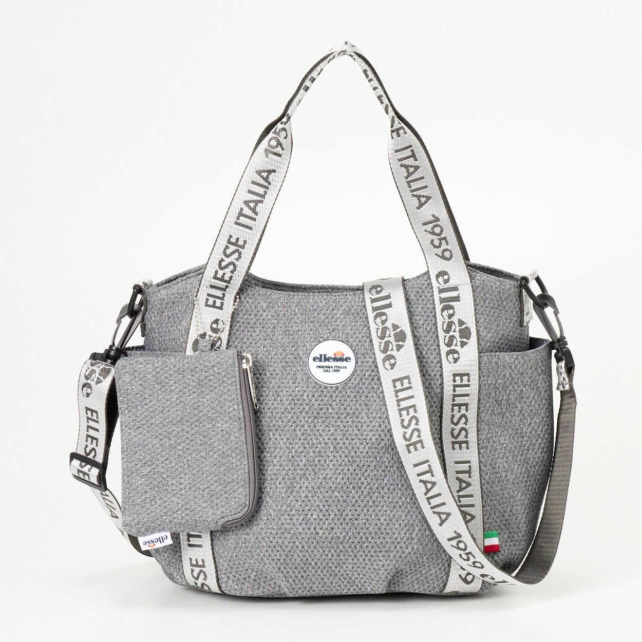 ellesse(エレッセ) ポーチ付2WAY手提げ(チャコ－ルグレ－-フリー)