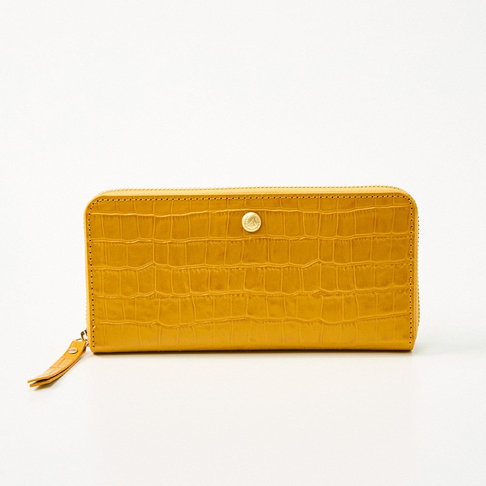 AROMA イタリアンレザー クロコダイル型押しシャイニー仕上げ ラウンド  