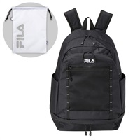 FILA(フィラ) 2層式リュック《文化服装学院 学生アイデア商品》(ブラック×ホワイトロゴ-フリー)