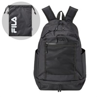 FILA(フィラ) 2層式リュック《文化服装学院 学生アイデア商品》(ブラック×ブラックロゴ-フリー)
