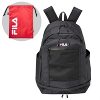 FILA(フィラ) 2層式リュック《文化服装学院 学生アイデア商品》(ブラック×トリコロールロゴ-フリー)